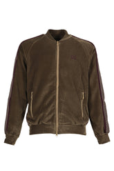 RIB COLLAR TRACK JACKET - C/PE VELOUR / TAUPE