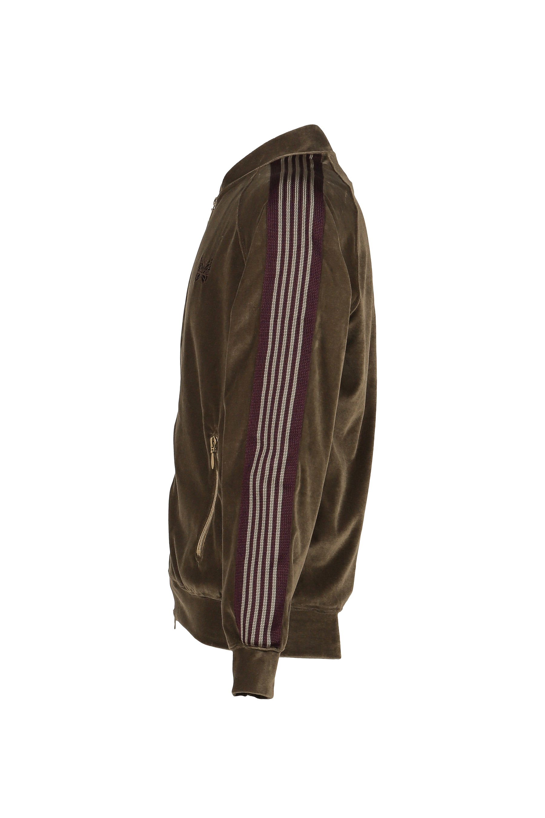 RIB COLLAR TRACK JACKET - C/PE VELOUR / TAUPE