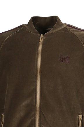 RIB COLLAR TRACK JACKET - C/PE VELOUR / TAUPE