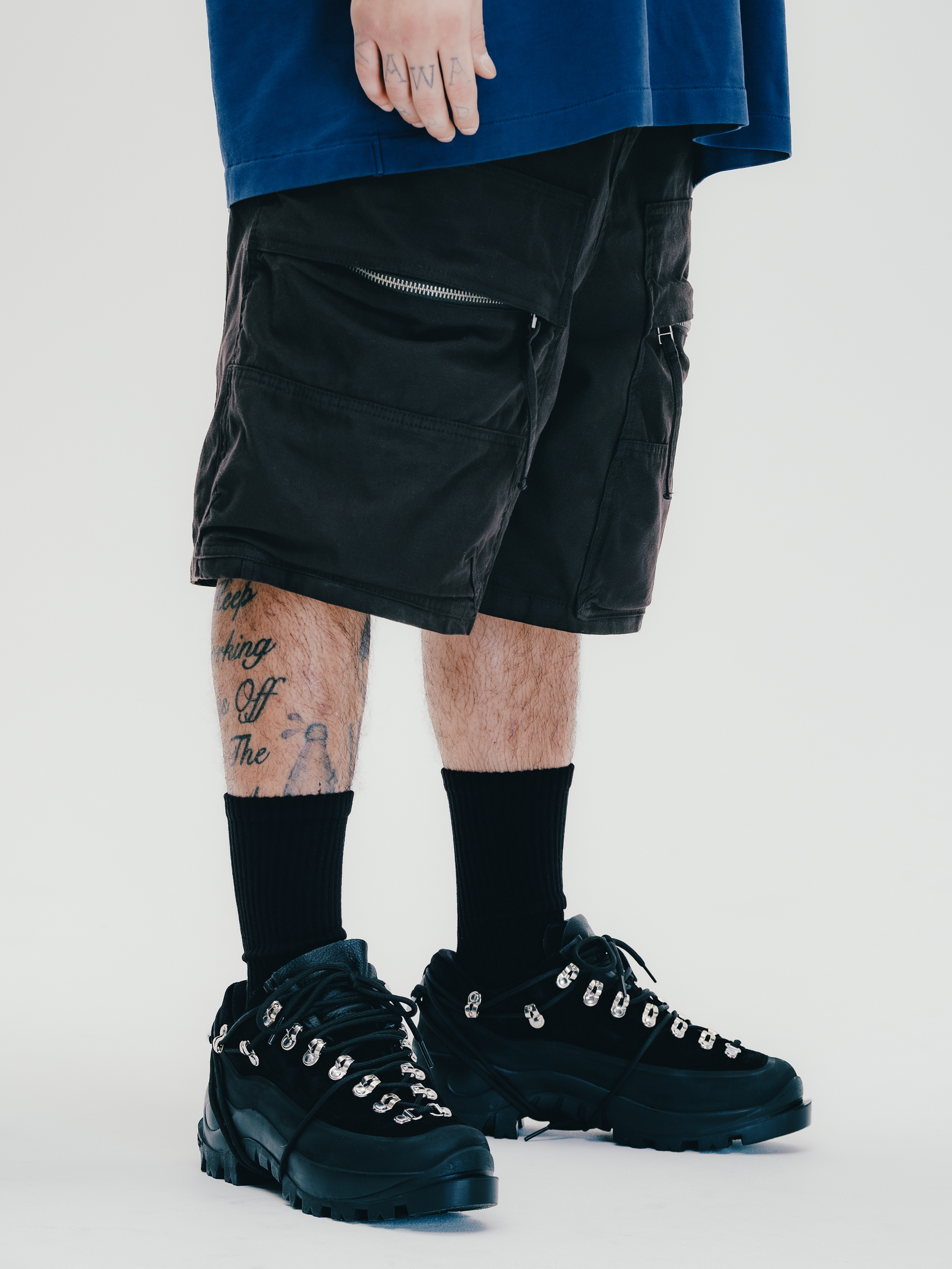 BREATH NEWRICH BIG CARGO SHORTS / NYLON BLK