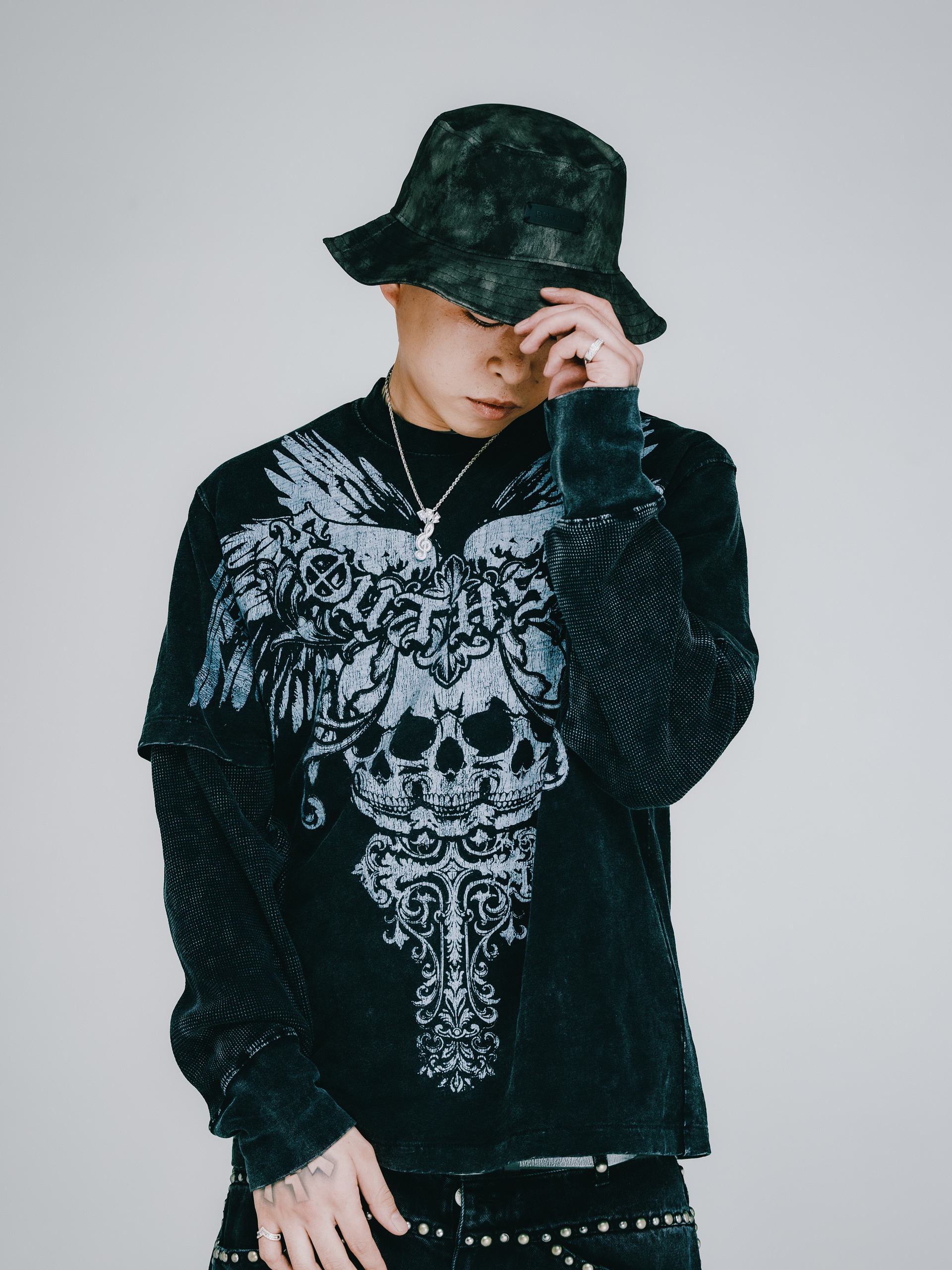 BREATH SKULL WING LOGO TEE / BLK