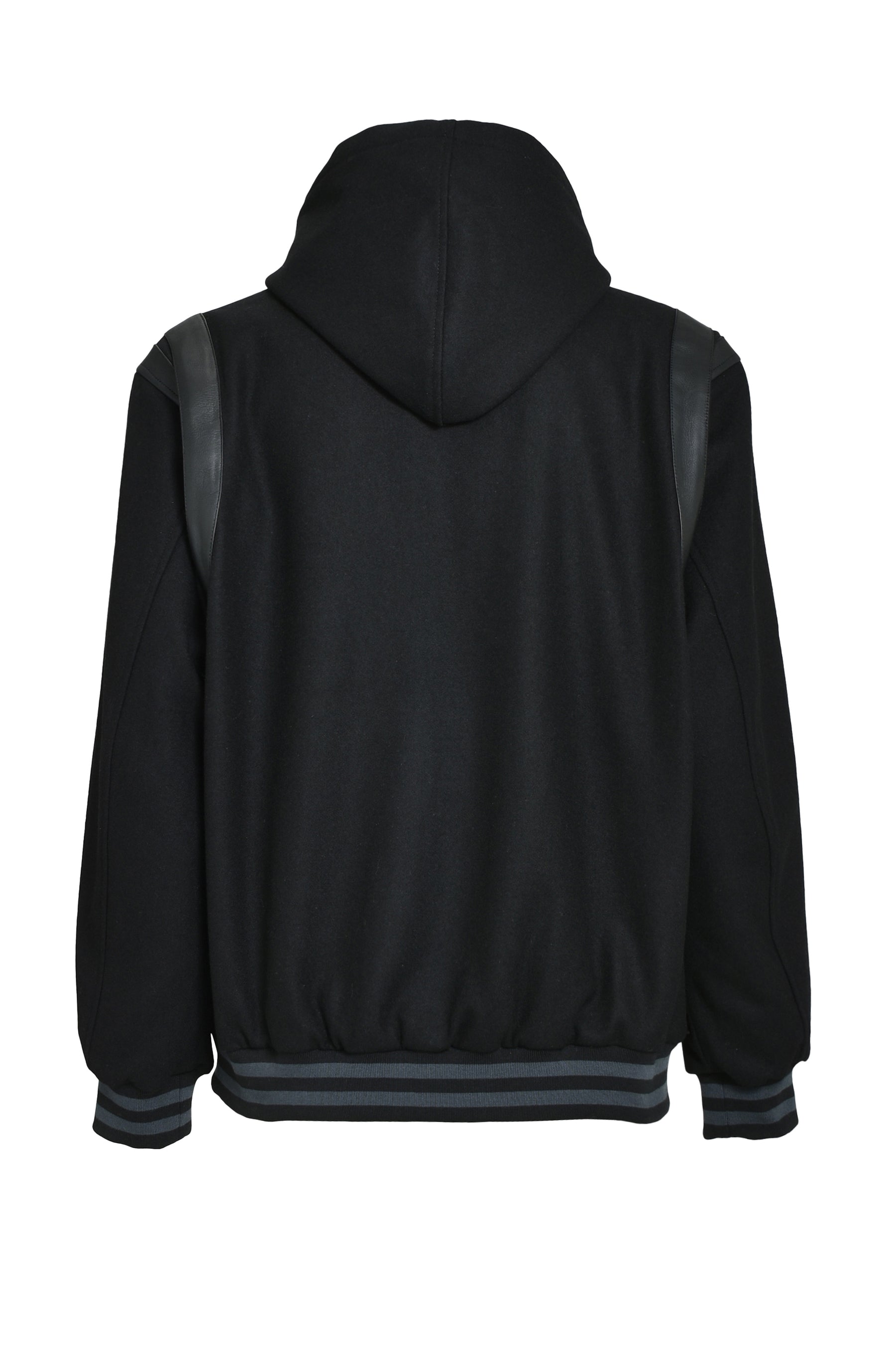 ARCH LOGO HOODED VERSITY JACKET / BLK BLK 