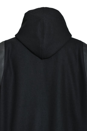 ARCH LOGO HOODED VERSITY JACKET / BLK BLK 