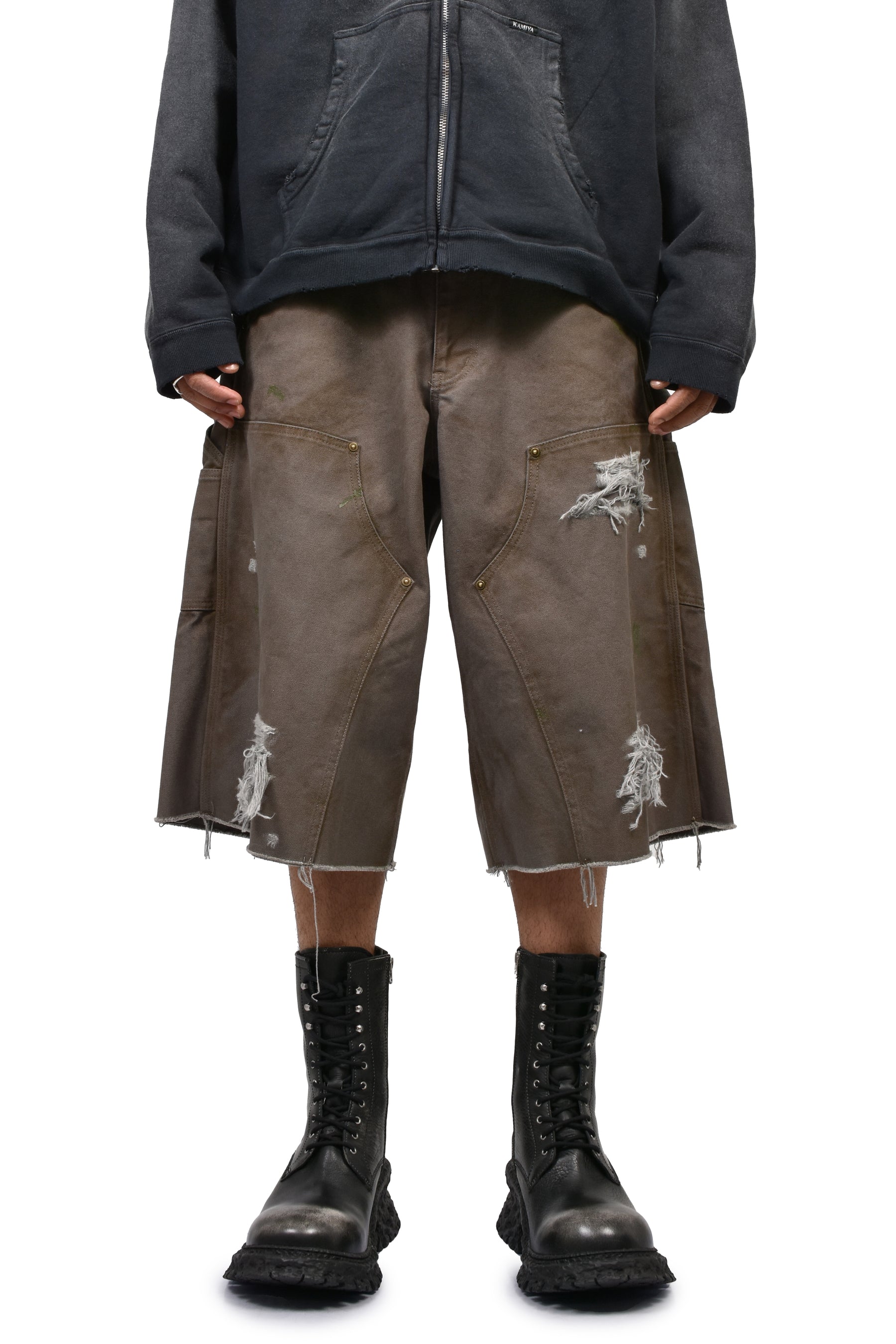 BORO DUCK PAINTER BERMUDA SHORTS / GRY