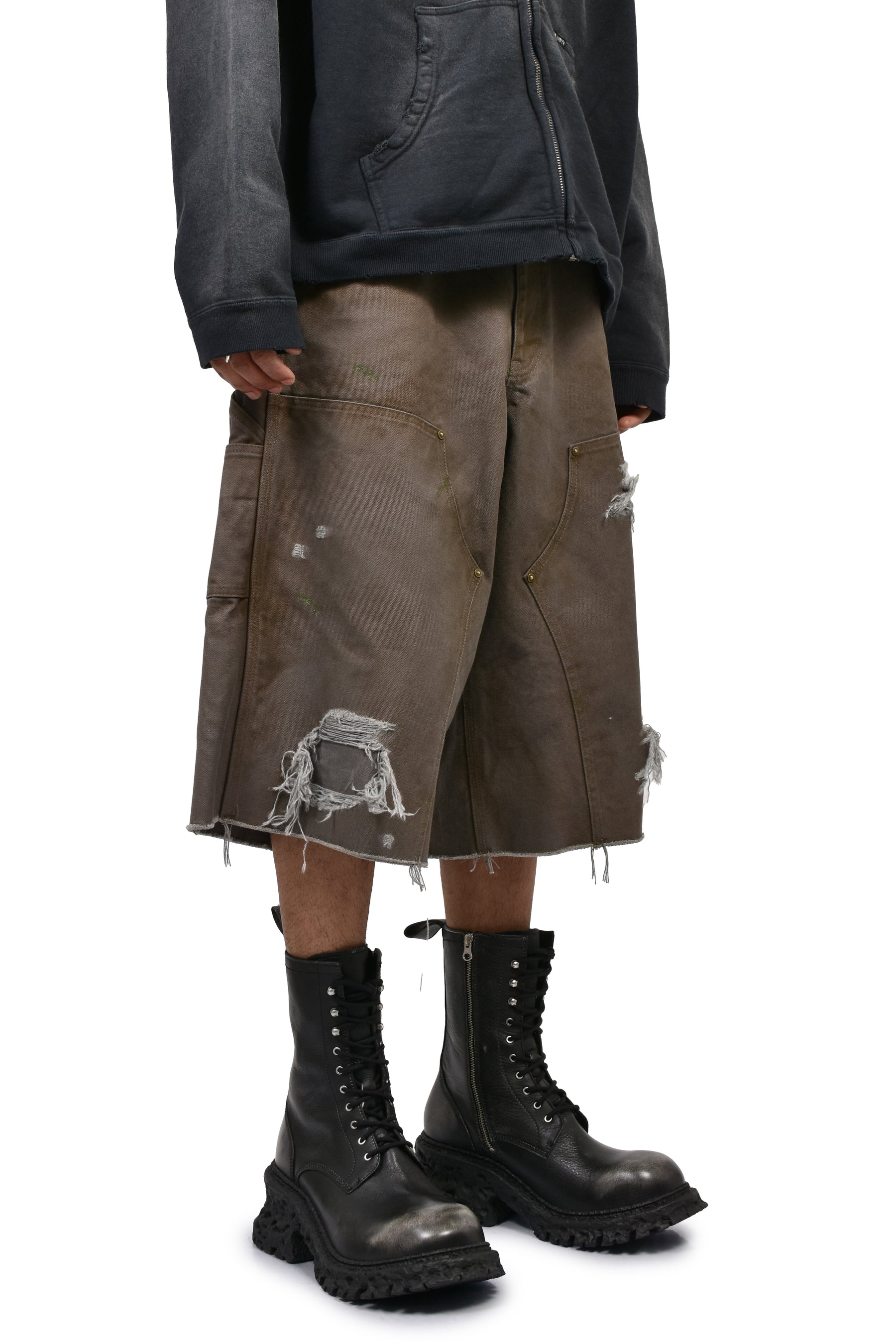 BORO DUCK PAINTER BERMUDA SHORTS / GRY