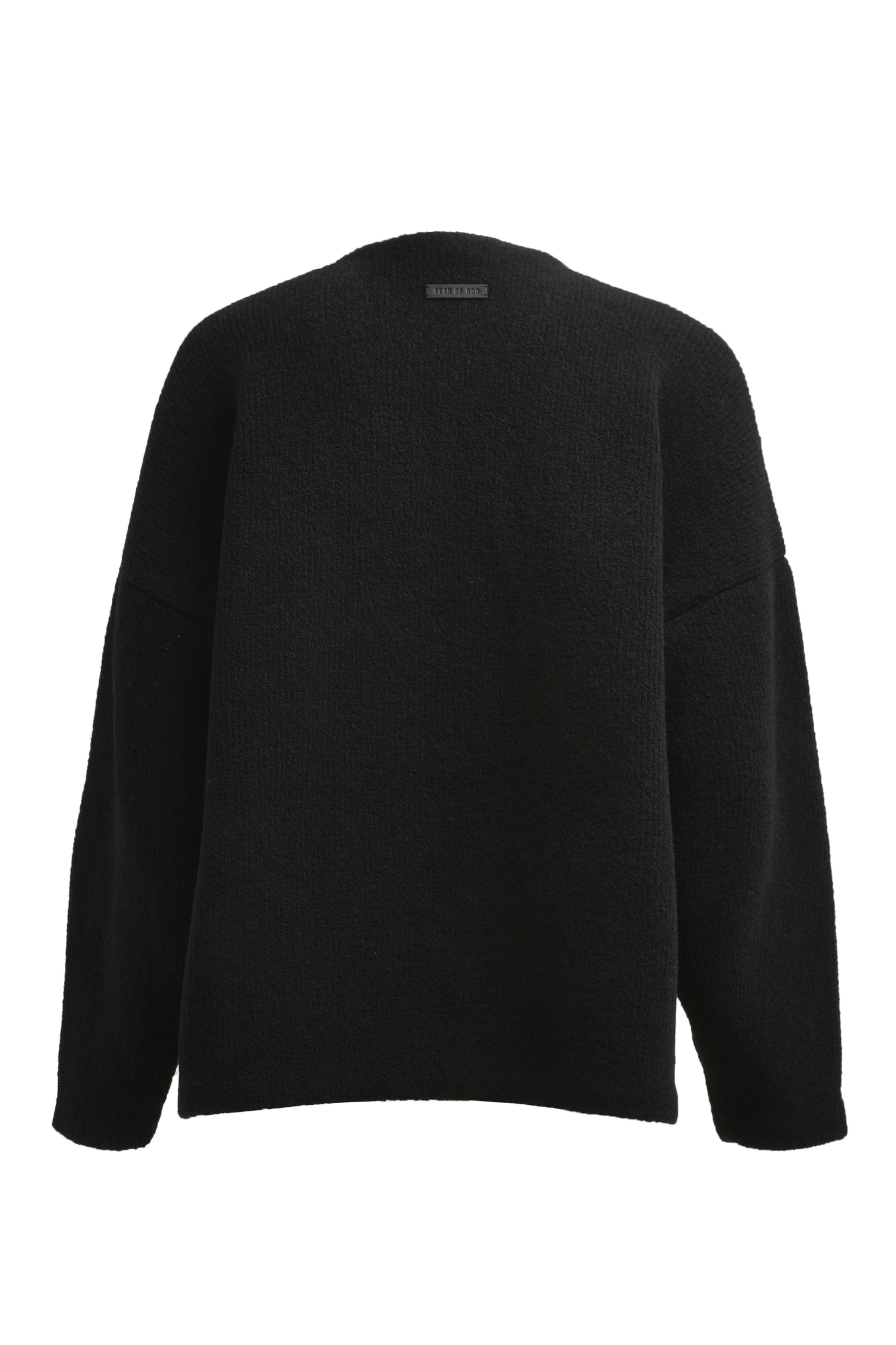 BOUCLE STRAIGHT NECK RELAXED SWEATER / BLK