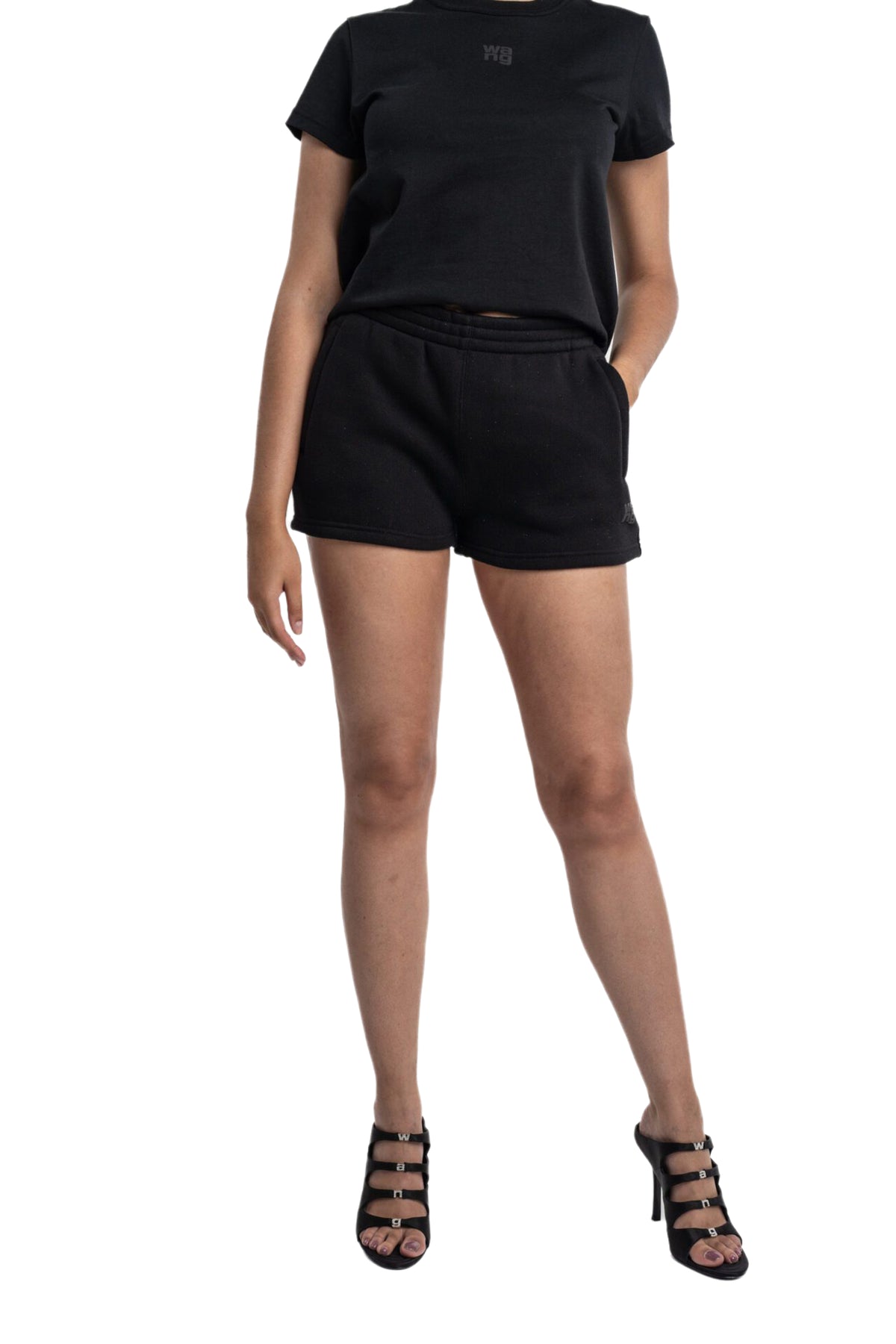 ESSENTIAL TERRY SWEATSHORT WITH PUFF PAINT LOGO / BLK