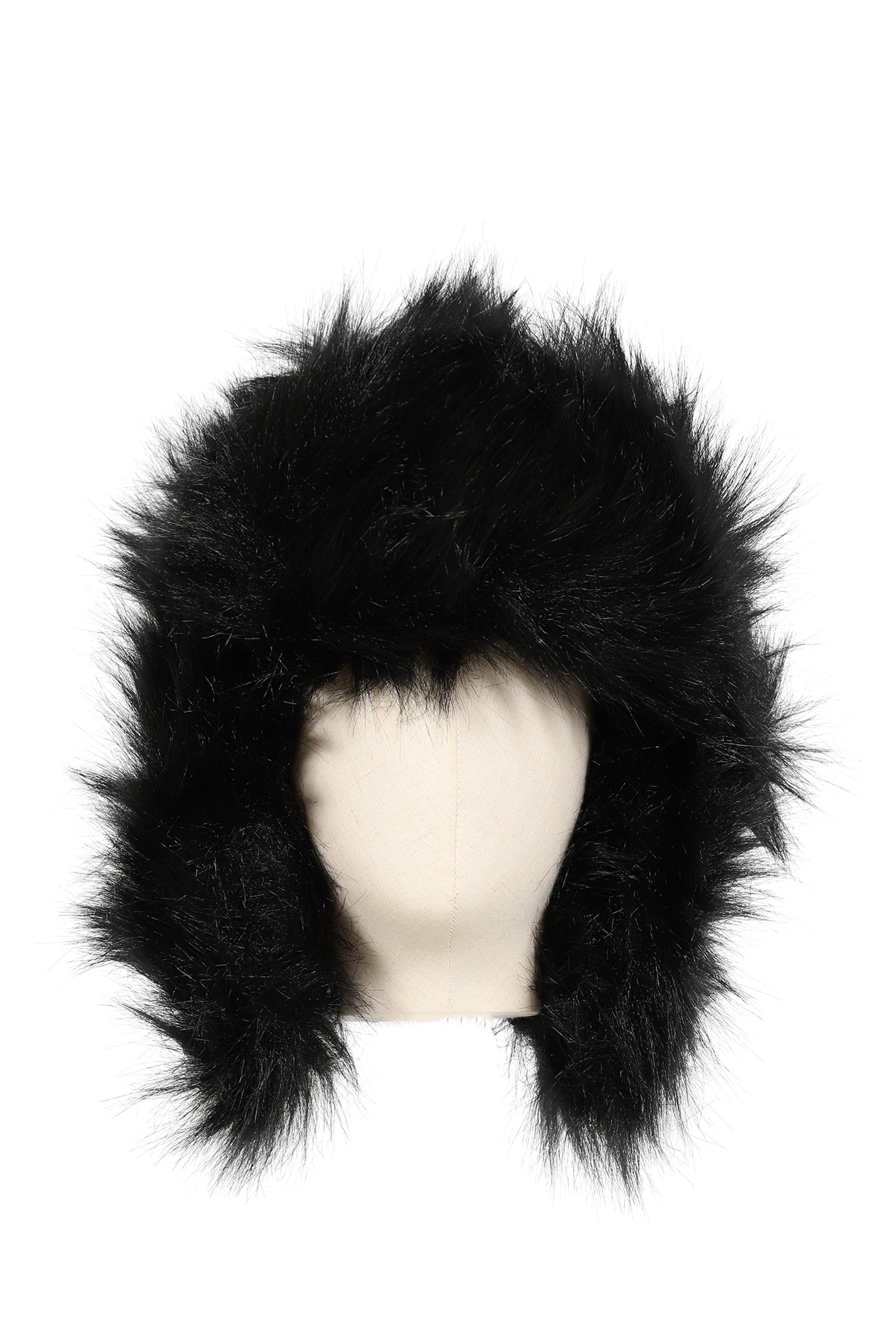 FAUX-FUR AVIATOR HAT / BLK