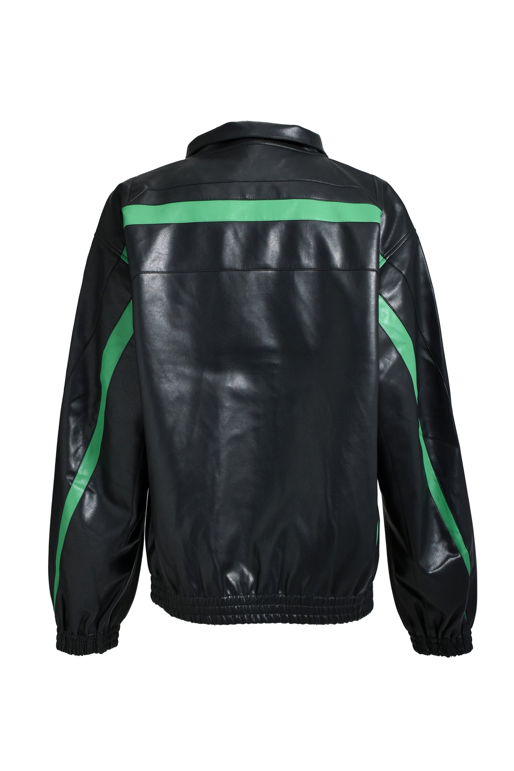 FAUX LEATHER LAMBO TRACK JACKET / BLK 