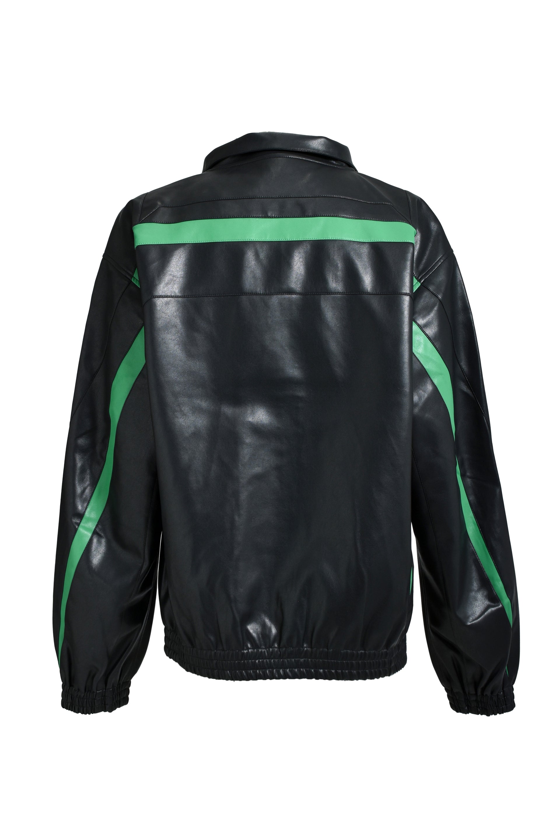 FAUX LEATHER LAMBO TRACK JACKET / BLK