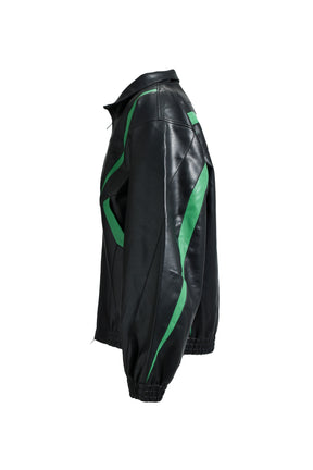 FAUX LEATHER LAMBO TRACK JACKET / BLK 