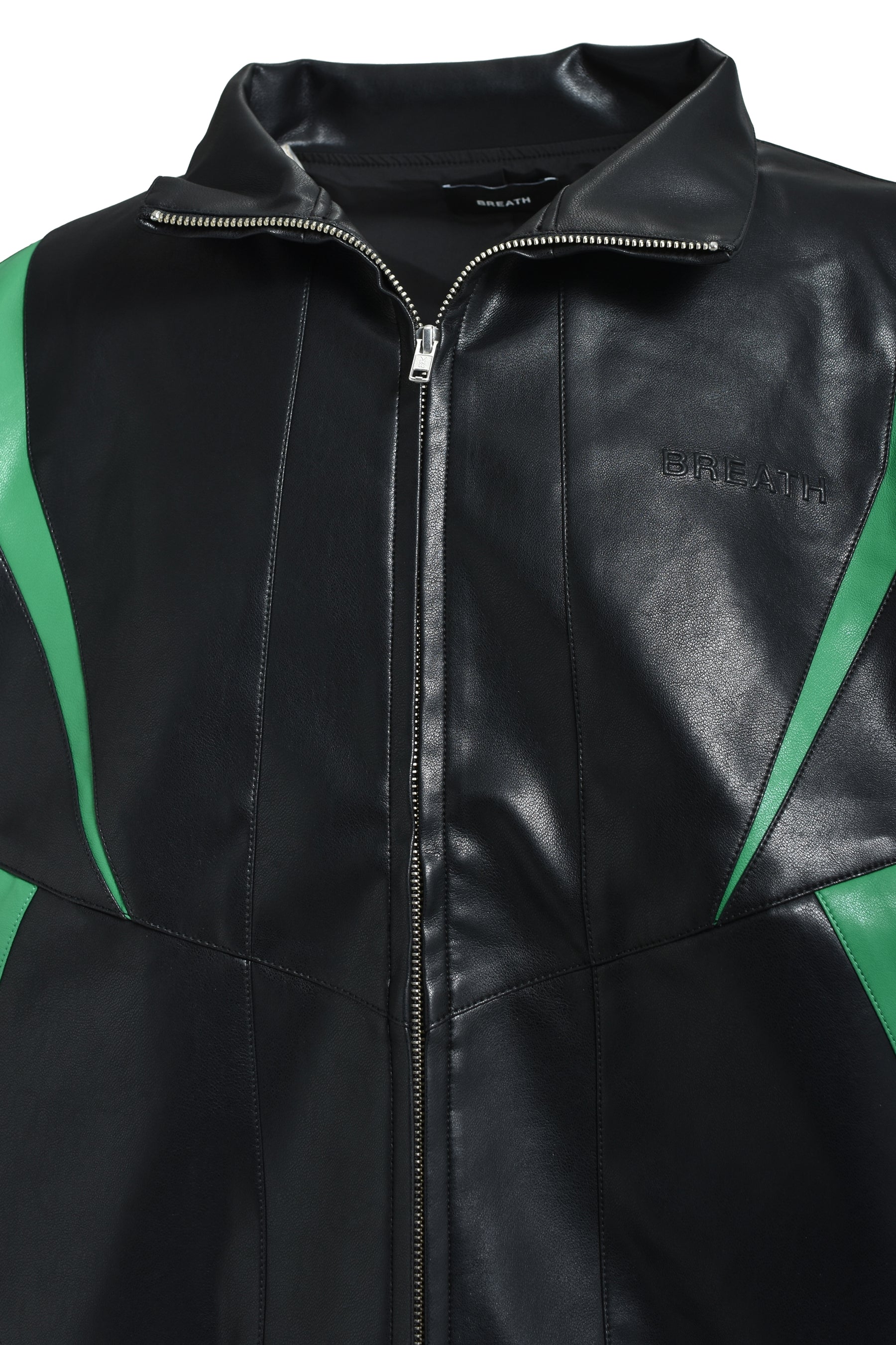FAUX LEATHER LAMBO TRACK JACKET / BLK 