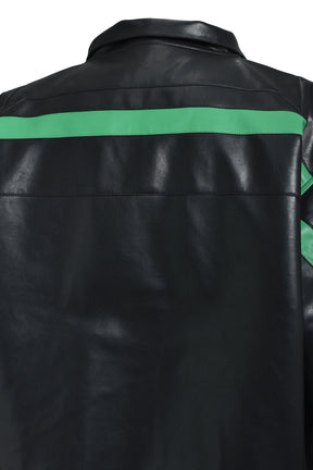 FAUX LEATHER LAMBO TRACK JACKET / BLK 