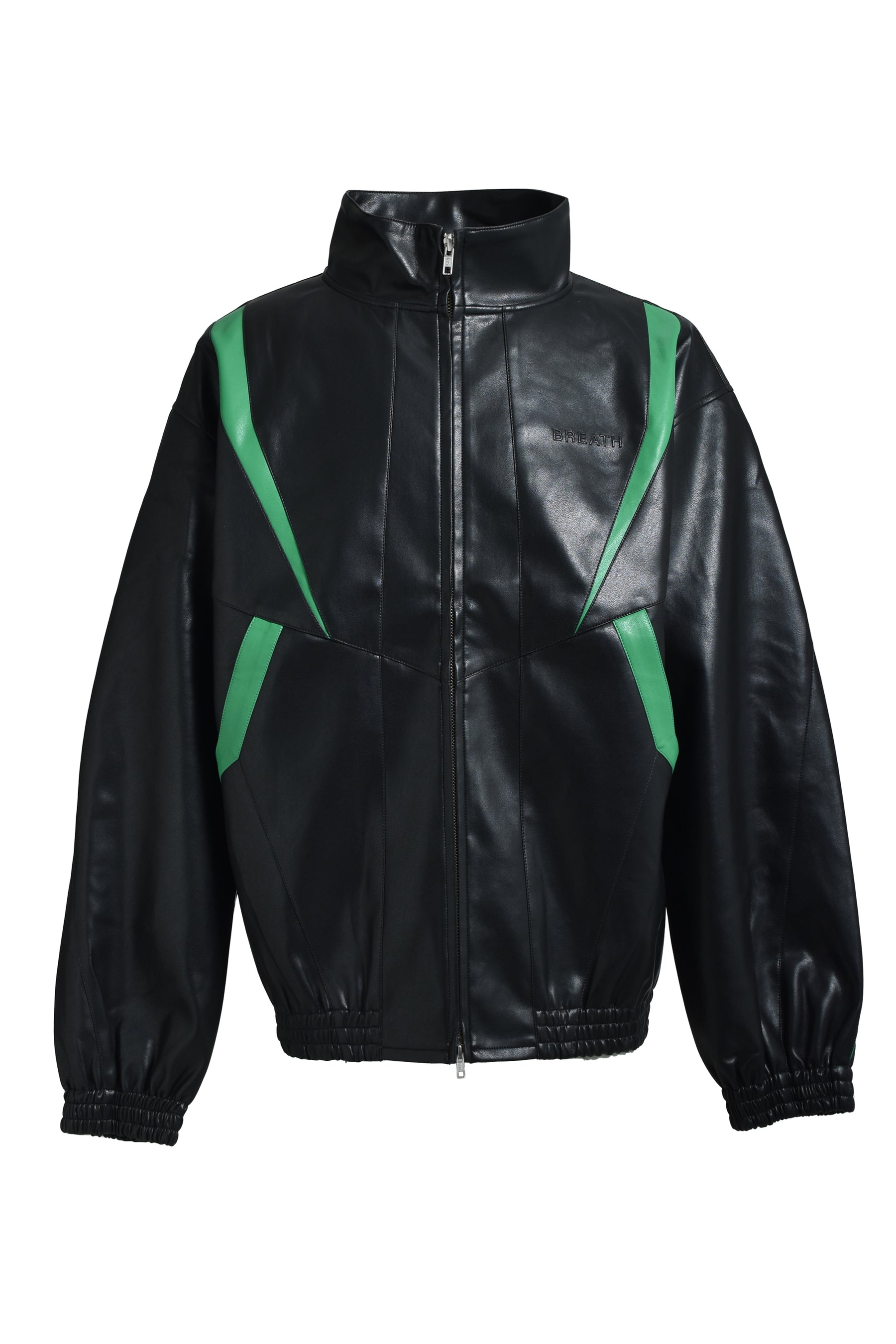 FAUX LEATHER LAMBO TRACK JACKET / BLK 