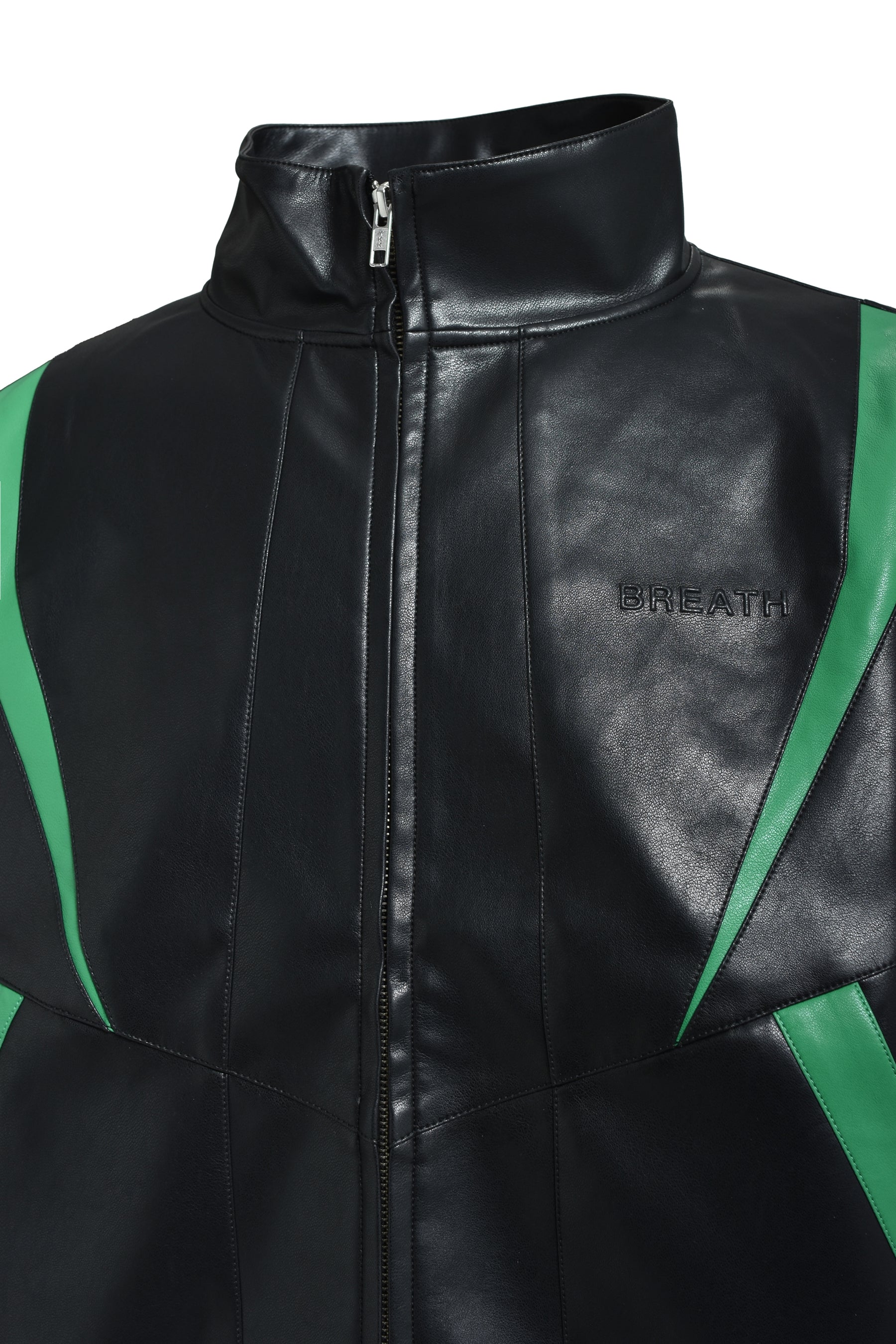 FAUX LEATHER LAMBO TRACK JACKET / BLK 