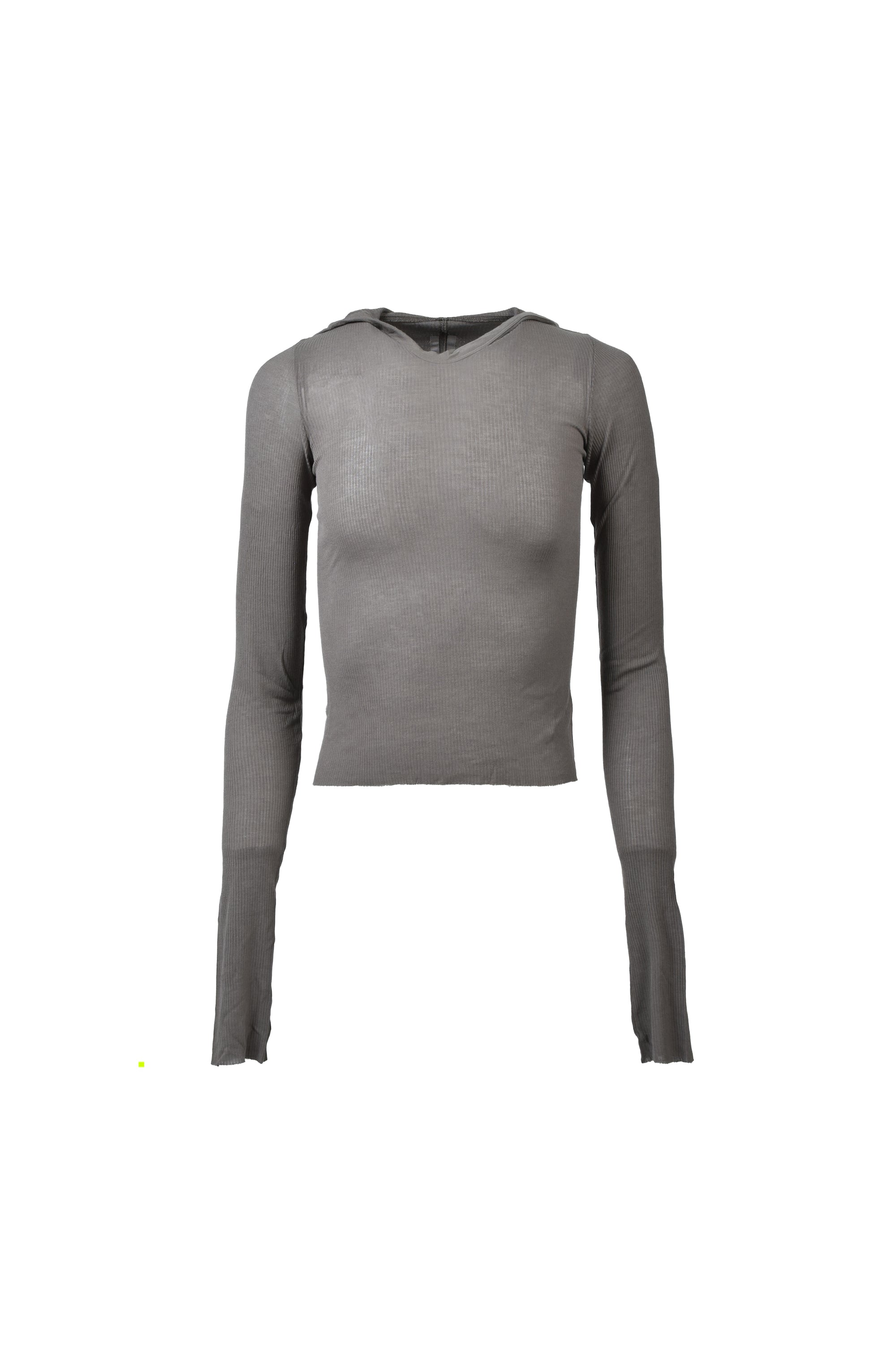 Rick Owens CROPPED HOODED RIB LS T / DUST