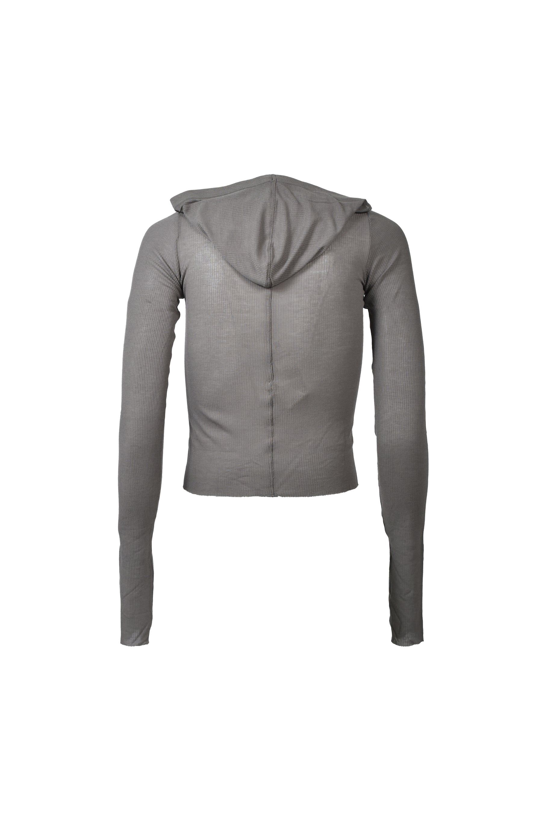 Rick Owens CROPPED HOODED RIB LS T / DUST