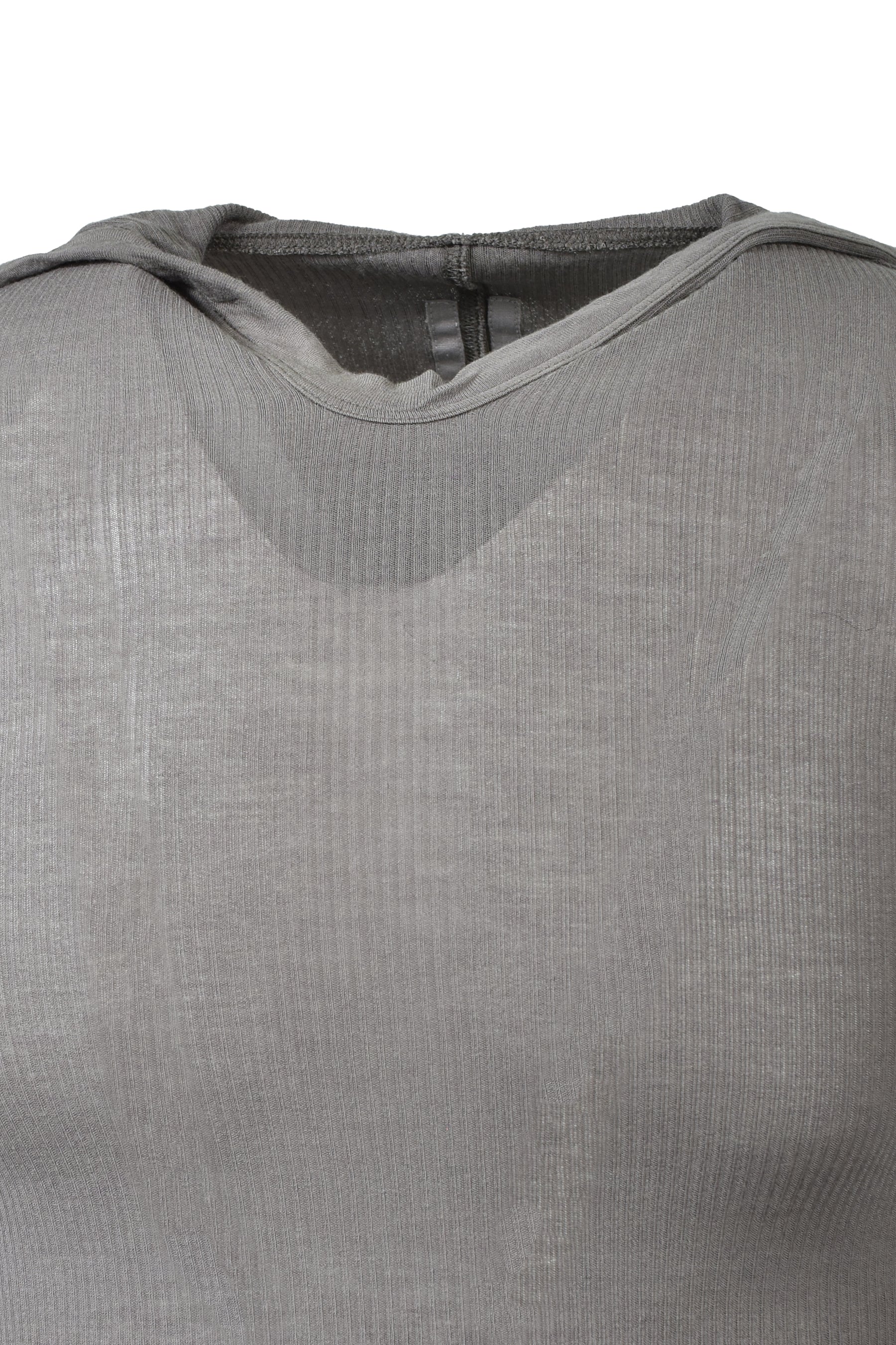 Rick Owens CROPPED HOODED RIB LS T / DUST
