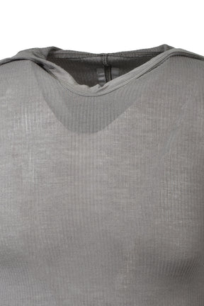 Rick Owens CROPPED HOODED RIB LS T / DUST