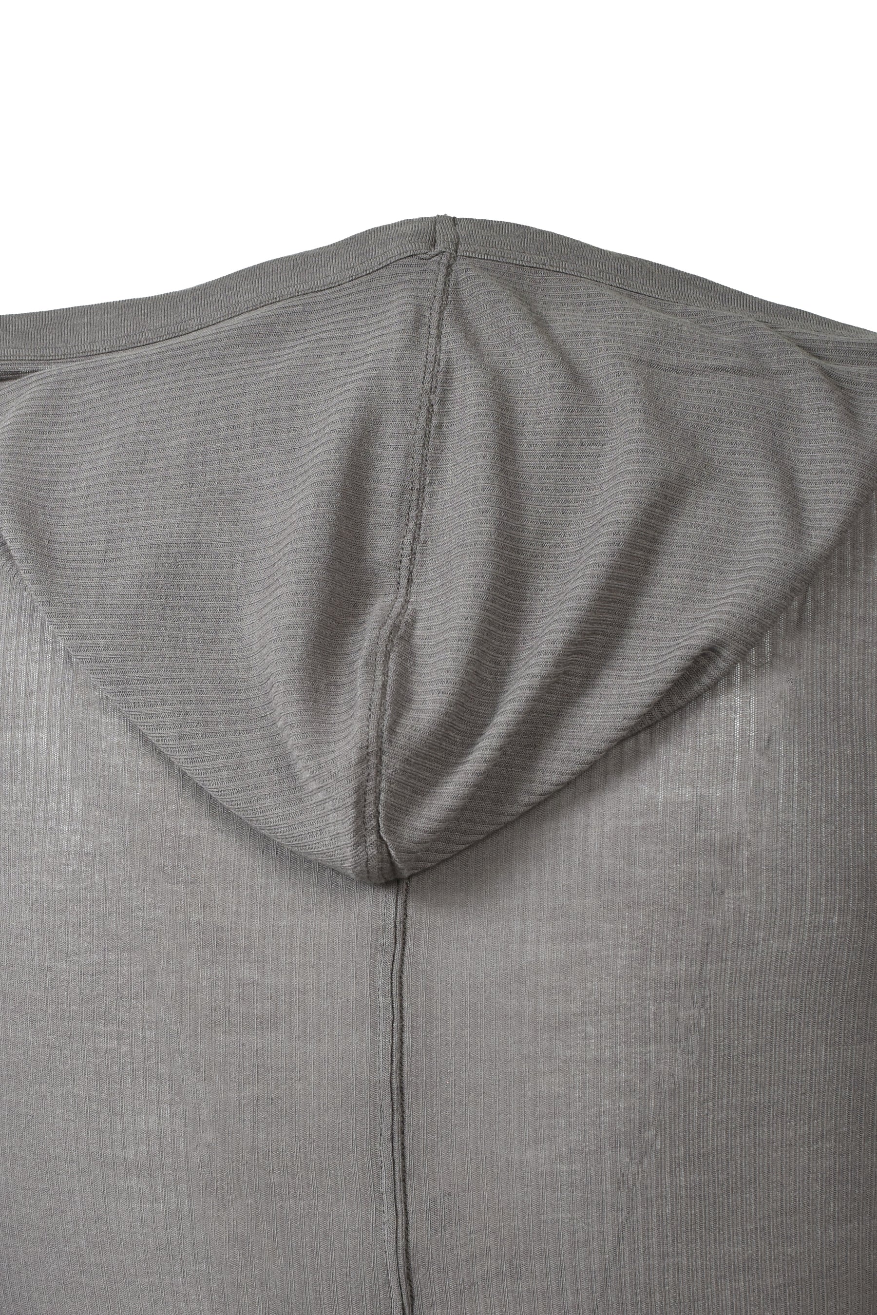 Rick Owens CROPPED HOODED RIB LS T / DUST