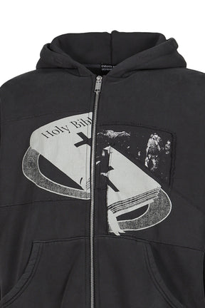 HOLY BIBLE "ASSEMBLAGE" BAGGY ZIP HOODIE / BLK 
