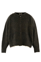 ZIP UP MOHAIR KNIT/ZIP / BLK