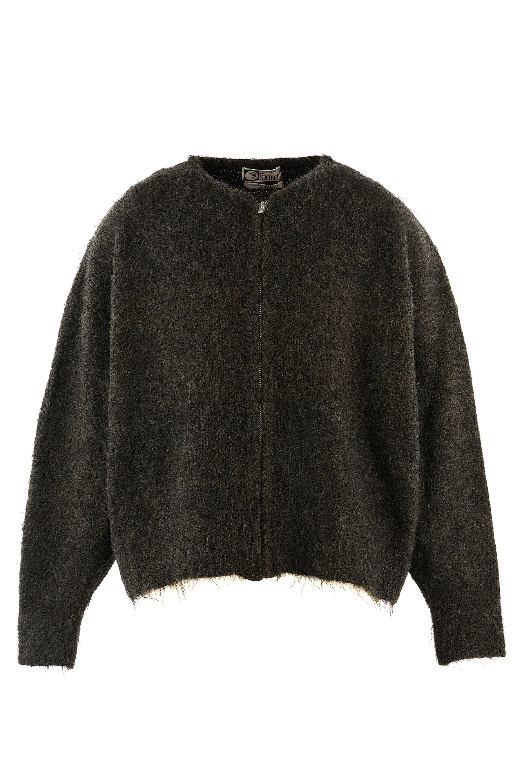 ZIP UP MOHAIR KNIT/ZIP / BLK