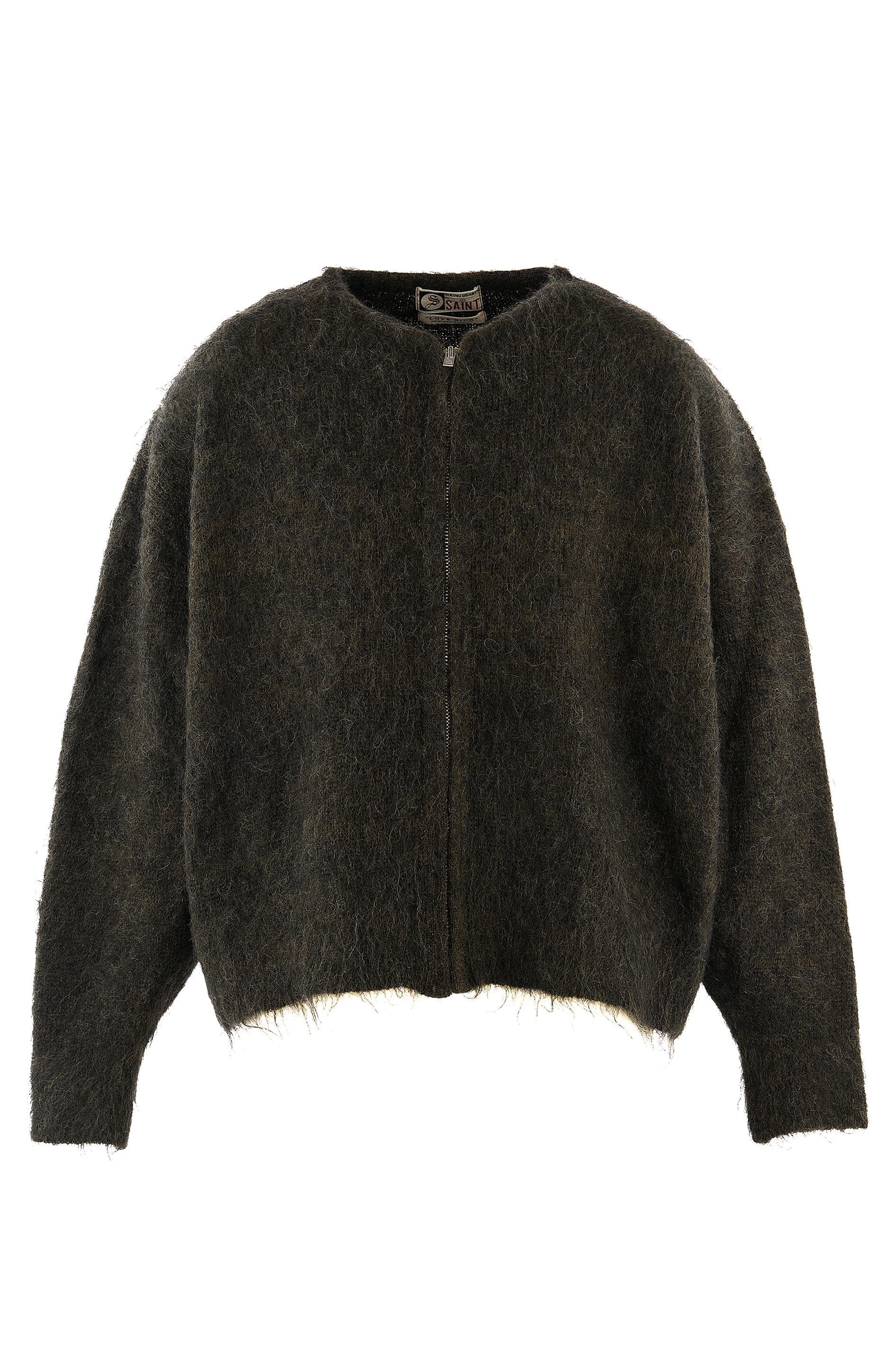 ZIP UP MOHAIR KNIT/ZIP / BLK