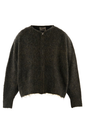 ZIP UP MOHAIR KNIT/ZIP / BLK
