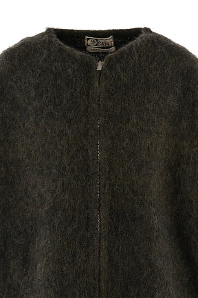 ZIP UP MOHAIR KNIT/ZIP / BLK