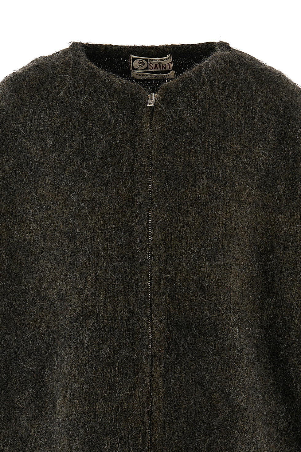 ZIP UP MOHAIR KNIT/ZIP / BLK