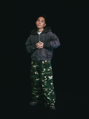 BREATH NEWRICH SHORT FULL ZIP HOODIE / BLK