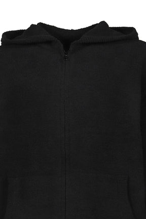 LOUNGE ZIP-UP HOODIE / BLK X WHT