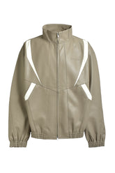 FAUX LEATHER LAMBO TRACK JACKET / BEI