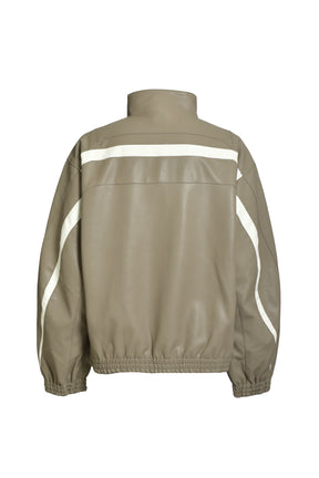 FAUX LEATHER LAMBO TRACK JACKET / BEI
