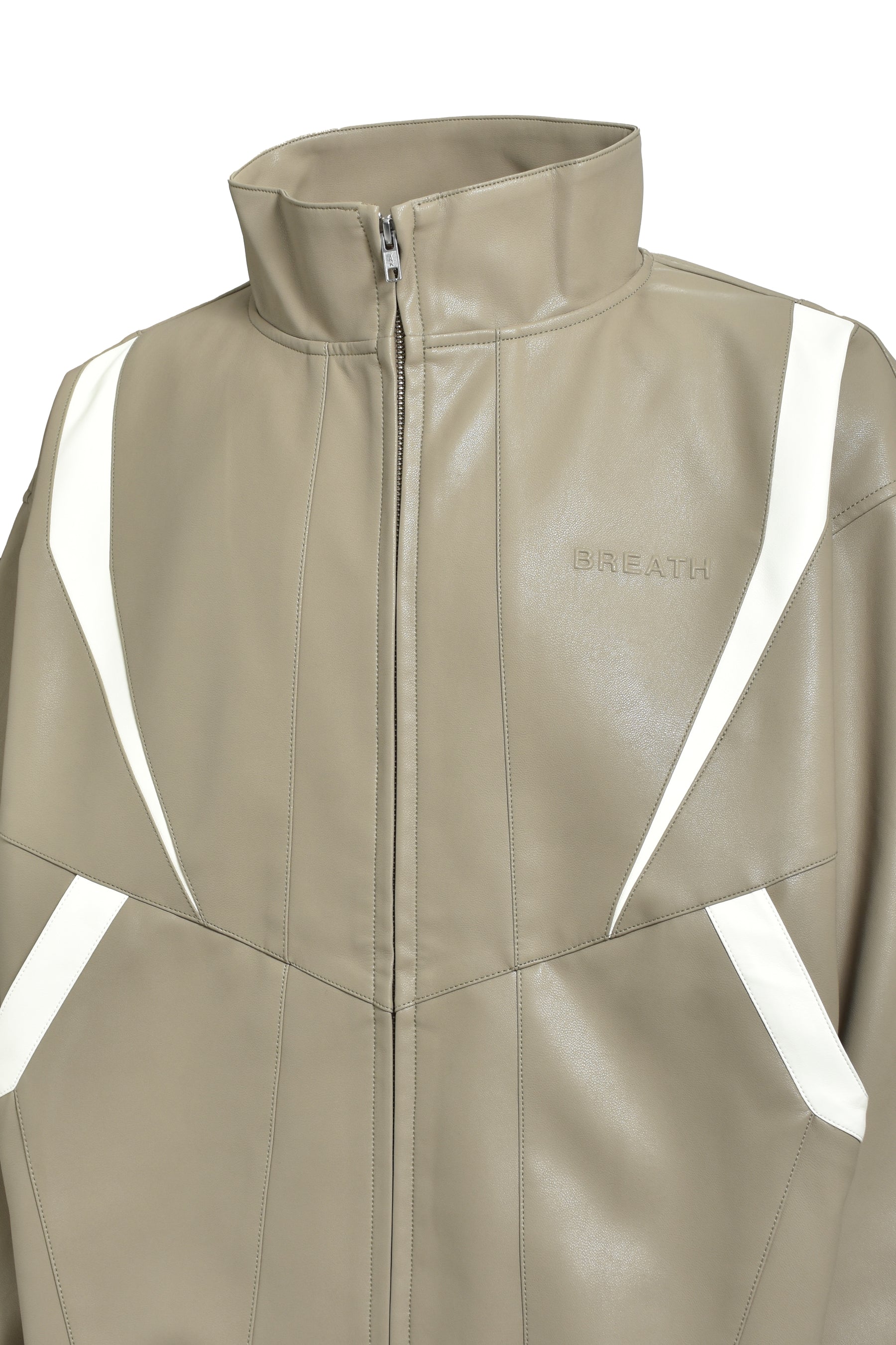 FAUX LEATHER LAMBO TRACK JACKET / BEI