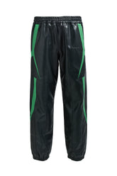 FAUX LEATHER LAMBO TRACK PANTS / BLK 