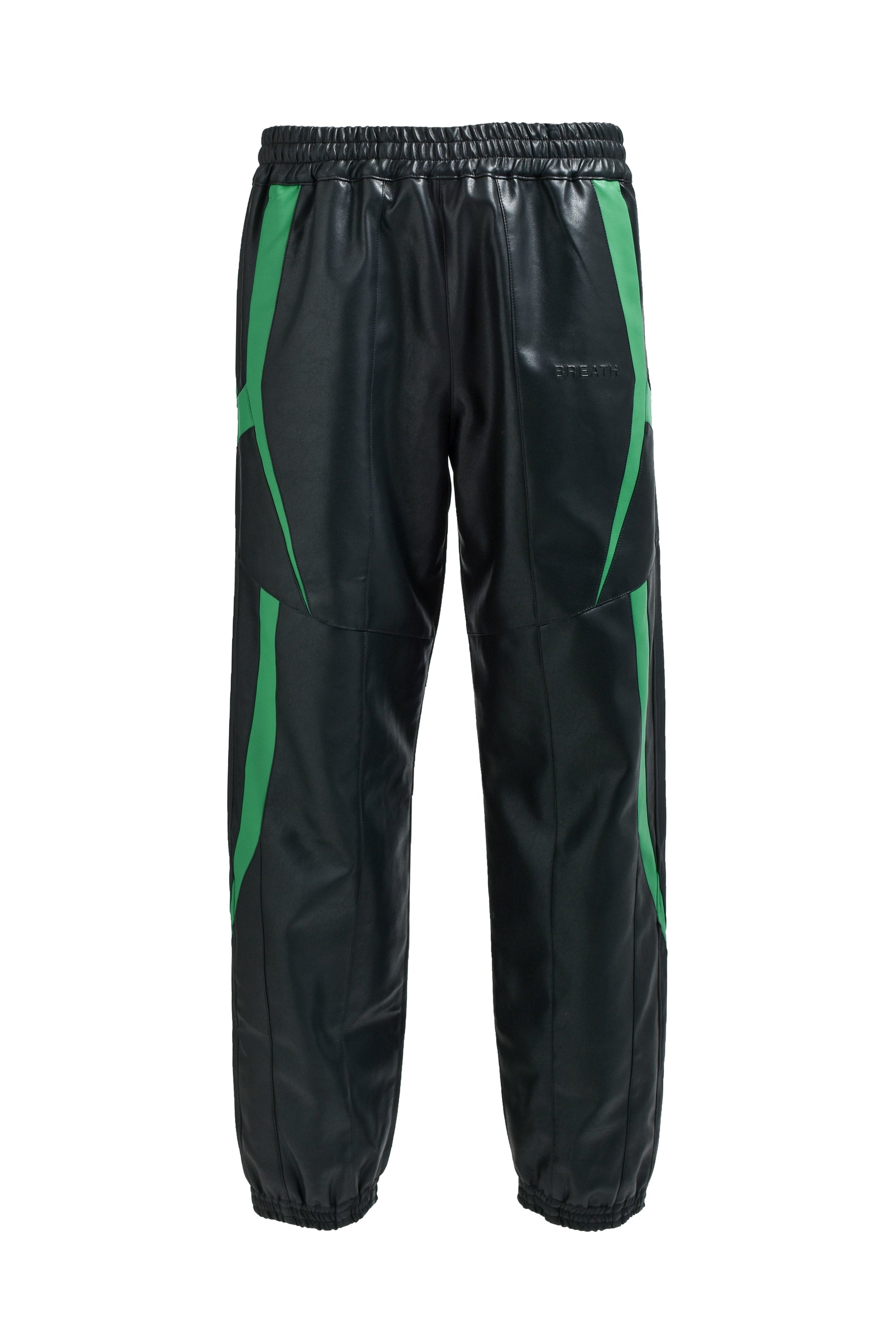 FAUX LEATHER LAMBO TRACK PANTS / BLK 