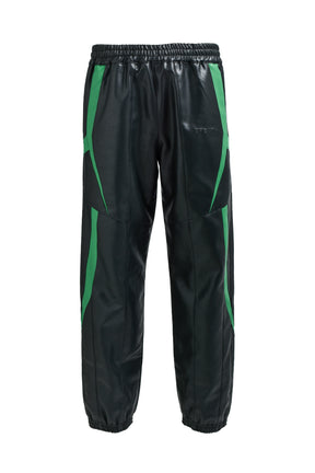 FAUX LEATHER LAMBO TRACK PANTS / BLK 