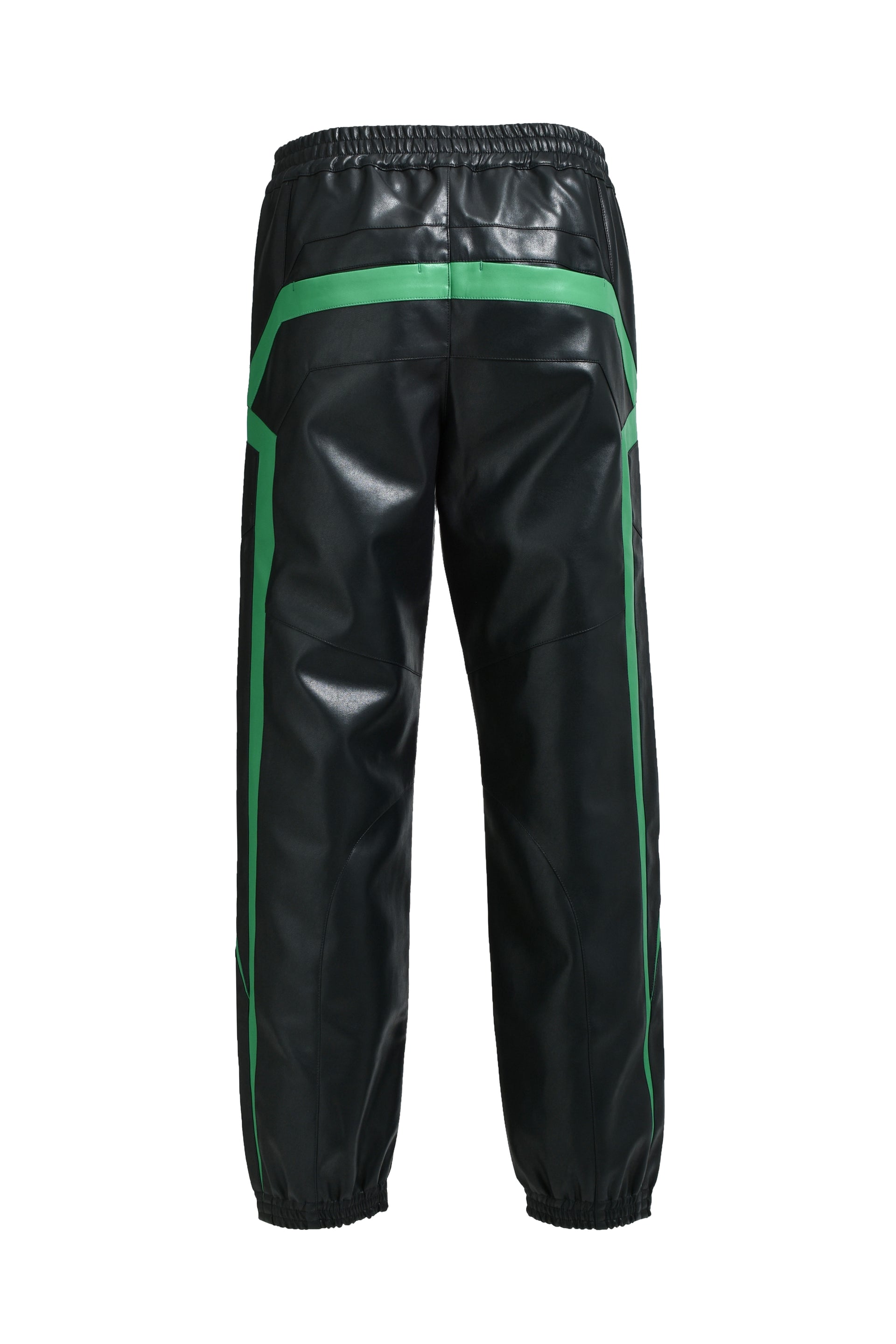 FAUX LEATHER LAMBO TRACK PANTS / BLK