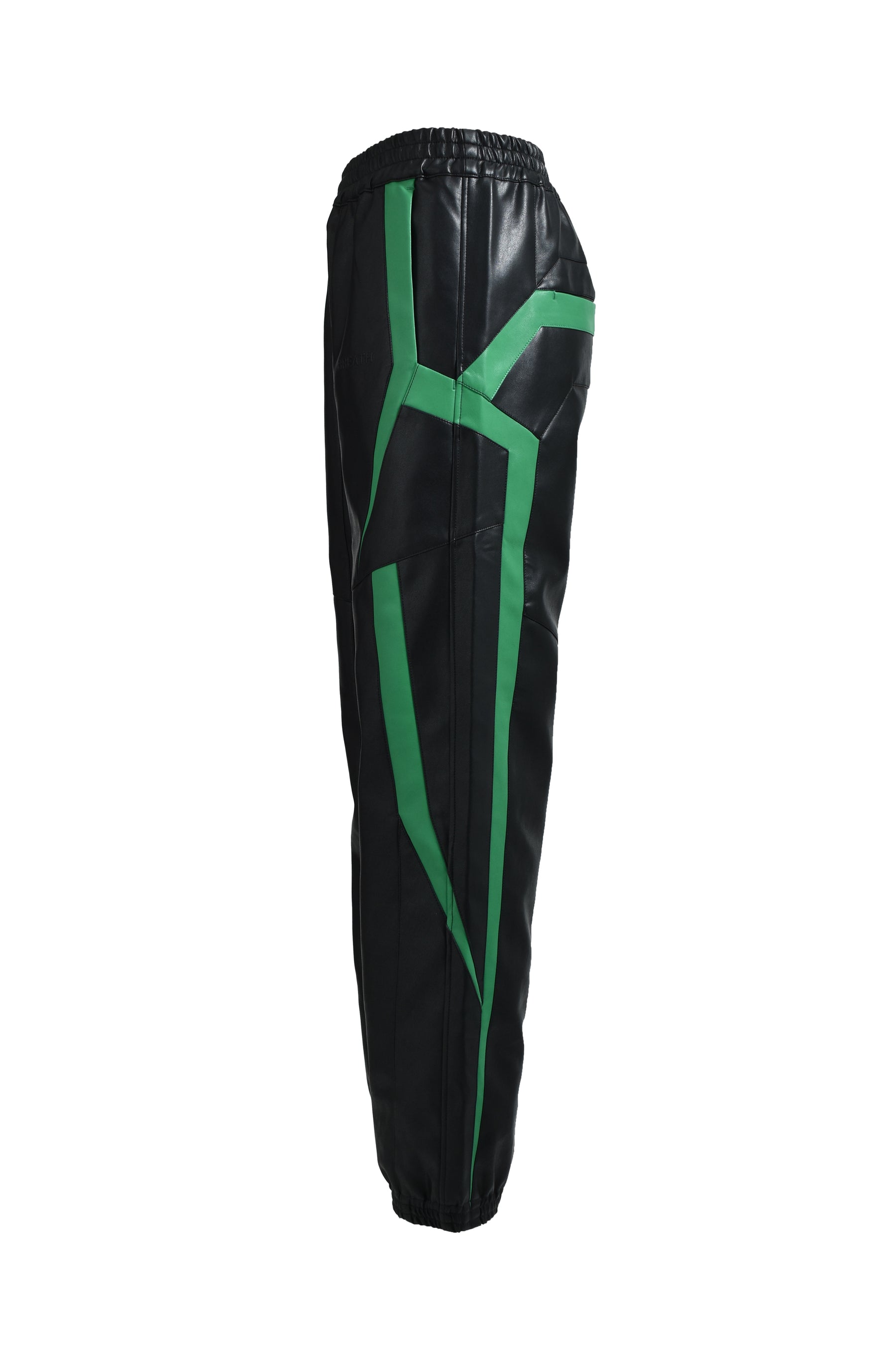 FAUX LEATHER LAMBO TRACK PANTS / BLK 