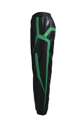 FAUX LEATHER LAMBO TRACK PANTS / BLK 