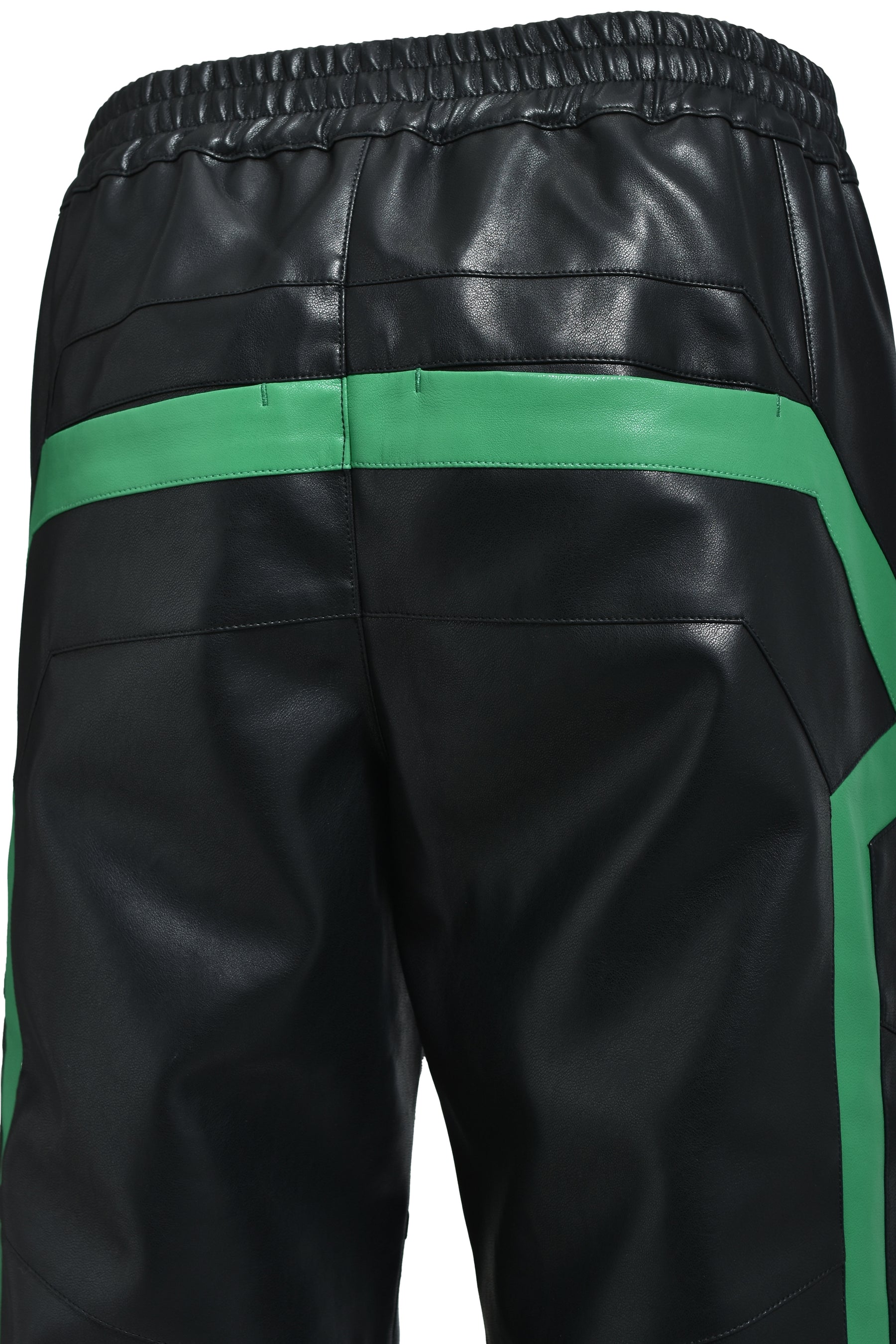 FAUX LEATHER LAMBO TRACK PANTS / BLK 