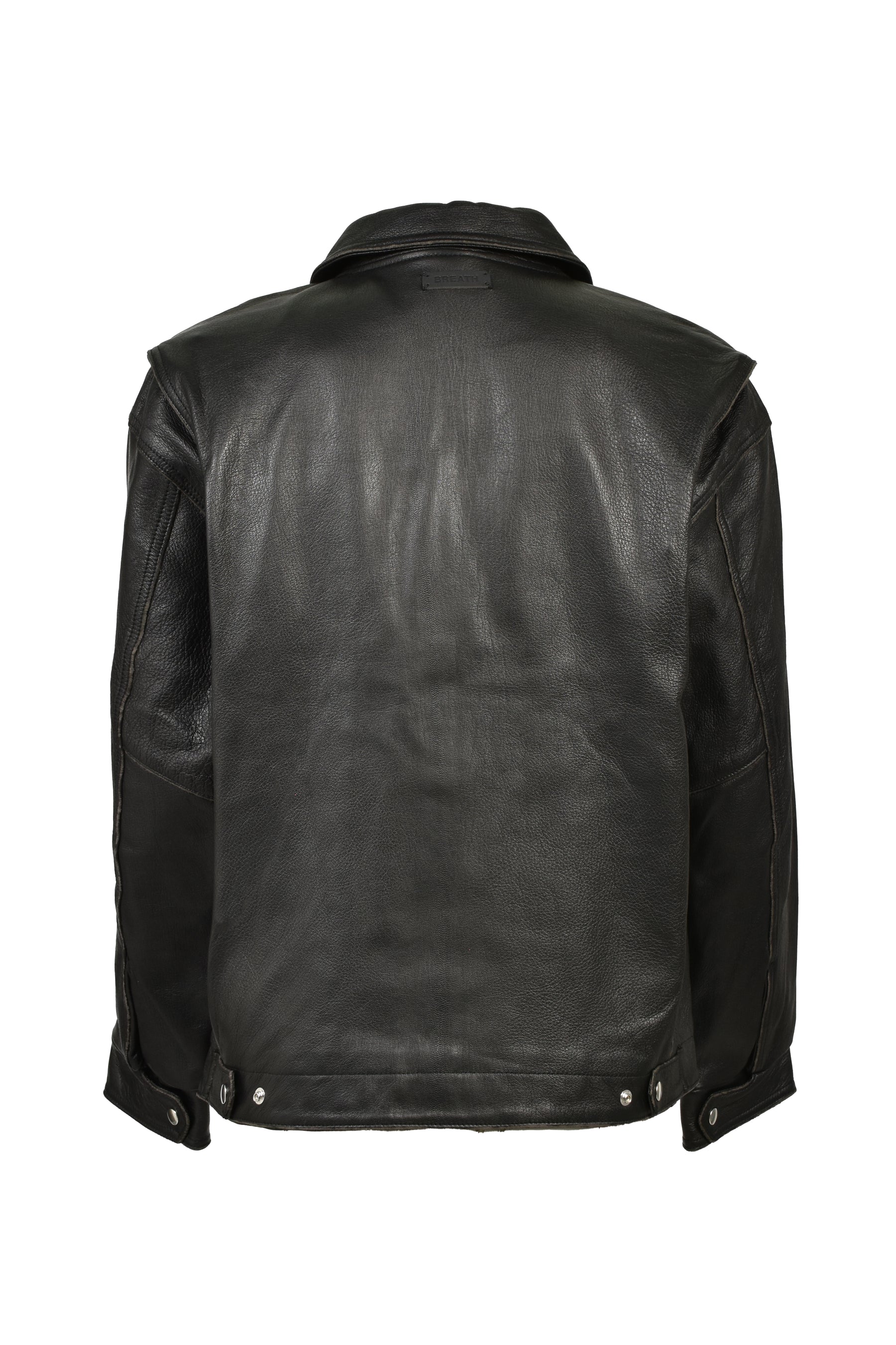 GRUNGE LEATHER ZIP COACH JACKET / BLK