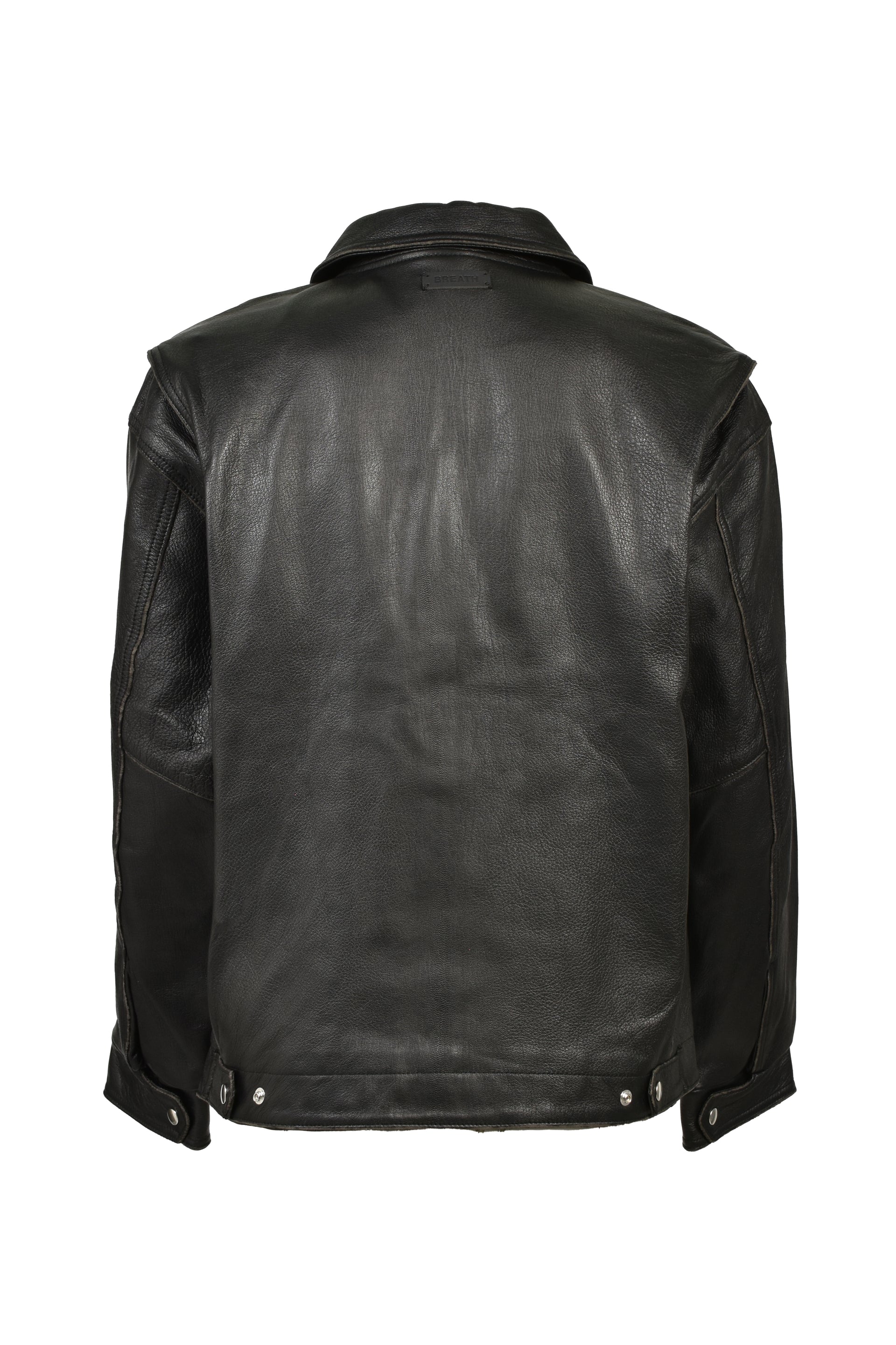 GRUNGE LEATHER ZIP COACH JACKET / BLK