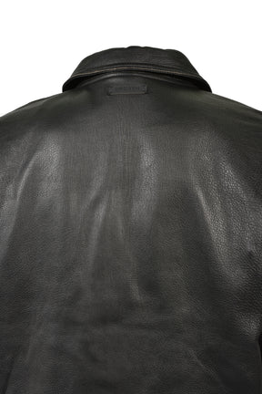 GRUNGE LEATHER ZIP COACH JACKET / BLK