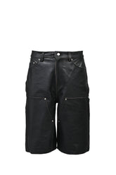 GRUNGE LEATHER DOUBLE KNEE SHORTS / BLK