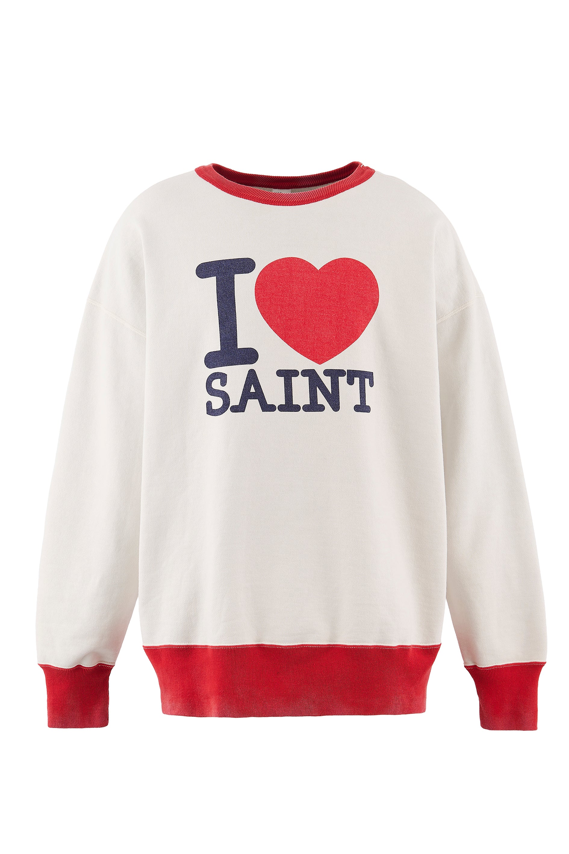 CRW NECK SWT/I LOVE SAINT / WHT