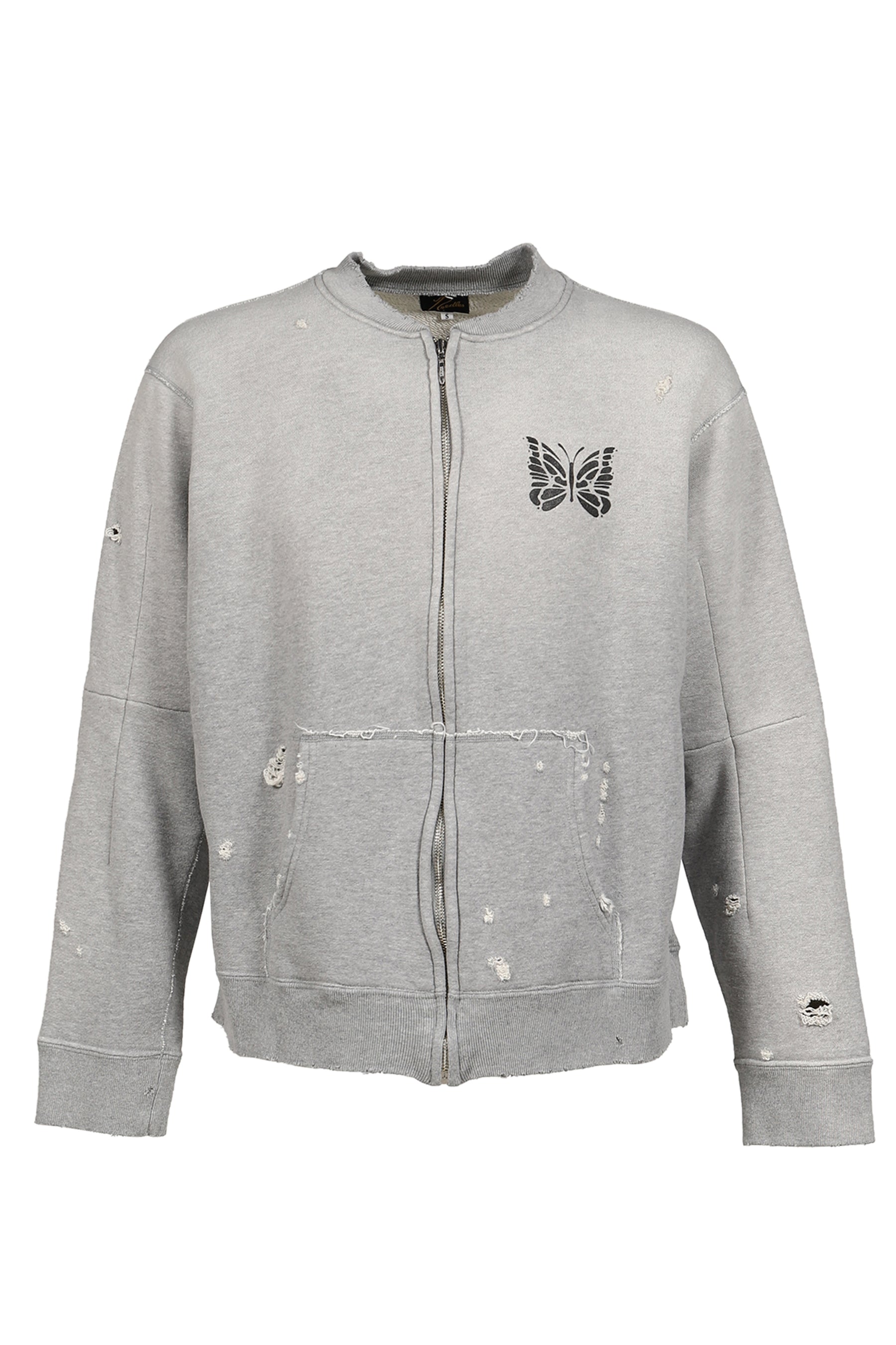 Needles ニードルス SS26 DECONSTRUCTED ZIPPED SWEAT / GRY - NUBIAN