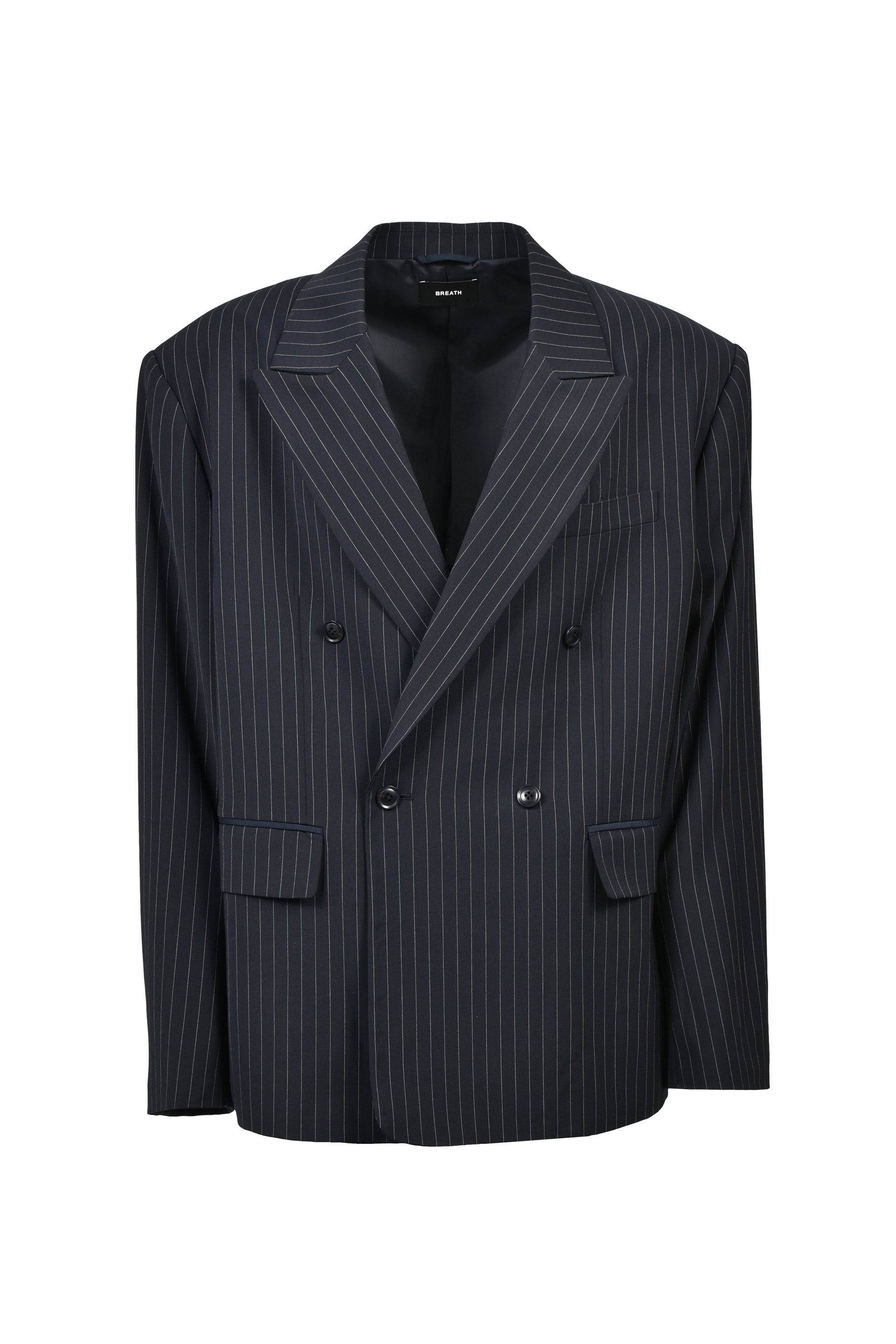 OVERSIZE DOUBLE JACKET / NAV STRIPE